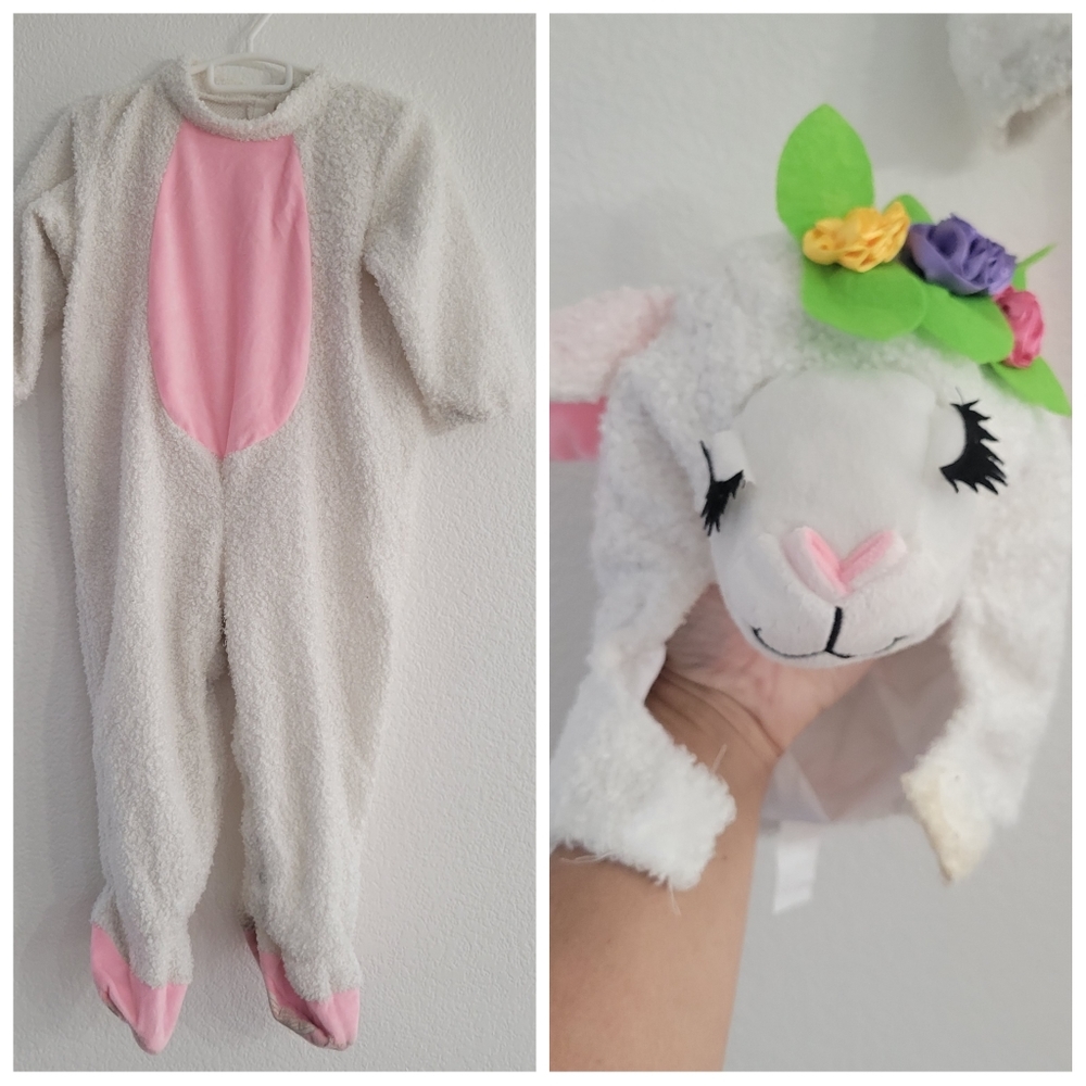 Lamb Sheep Costume BodySuit and Hat Size 12-18 months Toddler Kids